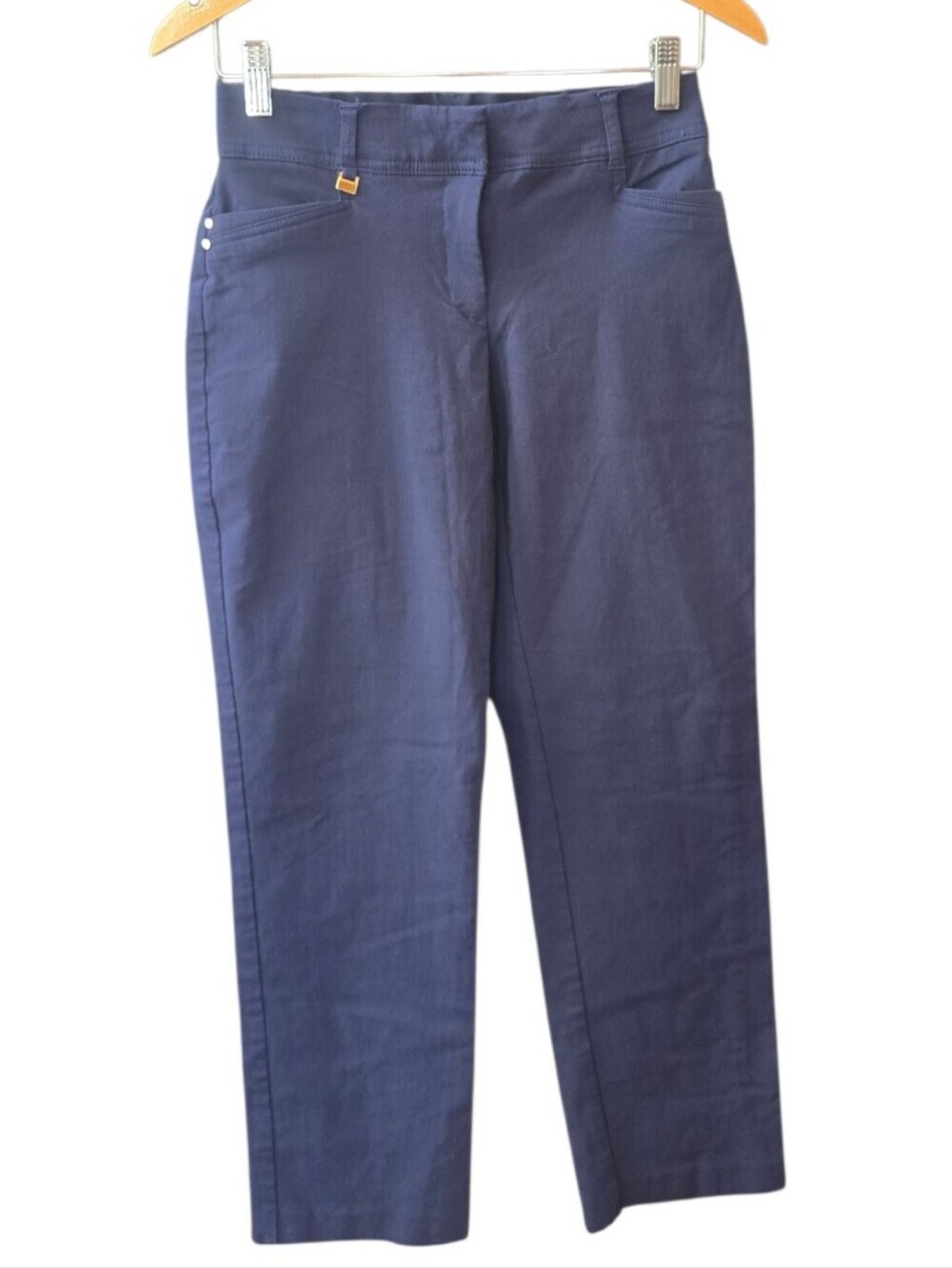 JM Collection Mid Rise Navy Blue Ankle Pants 2 Petite